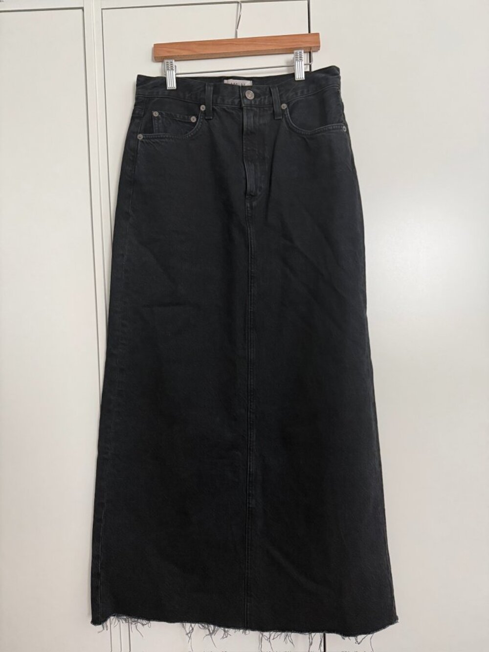 AGOLDE Black Denim Skirt